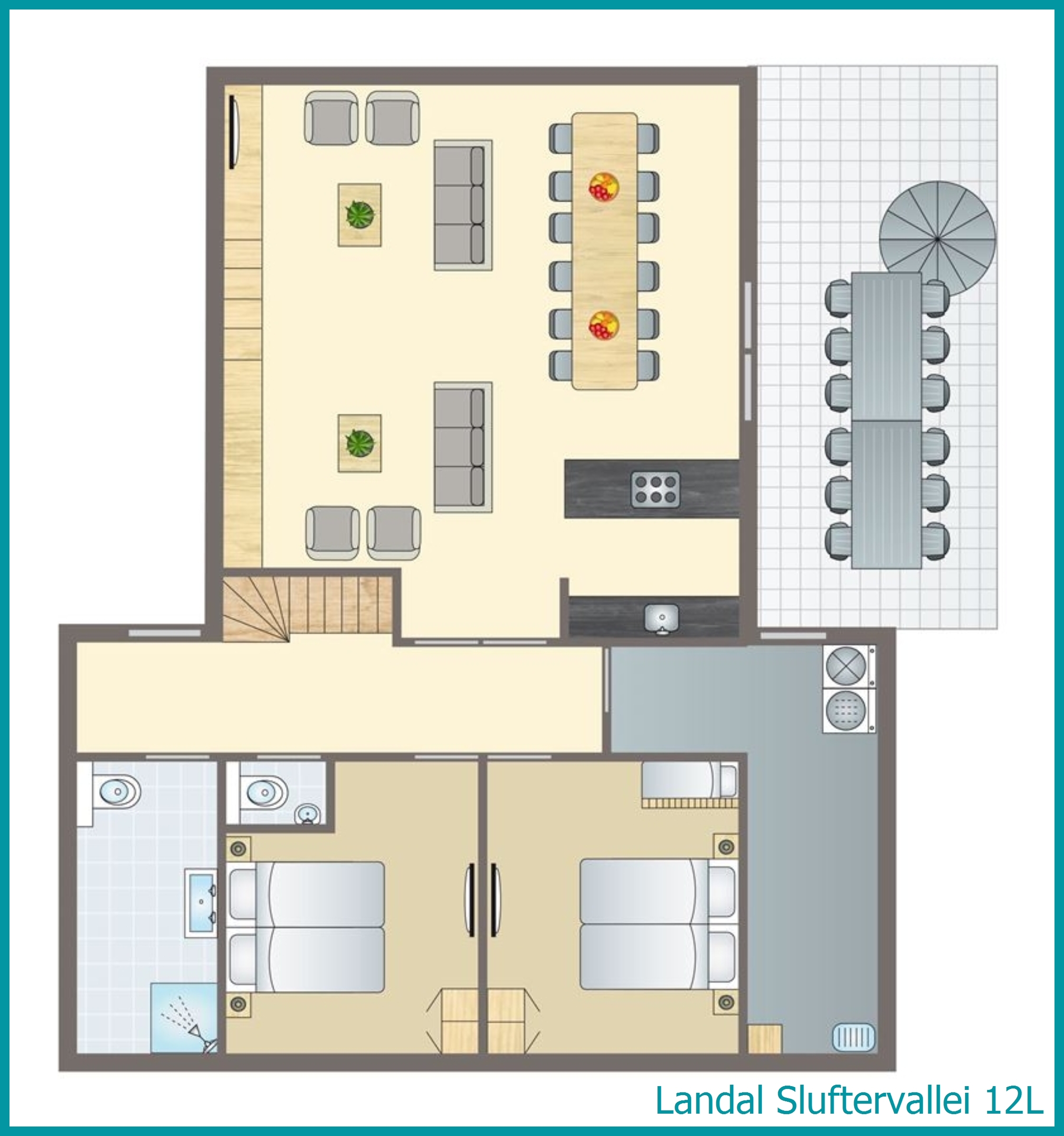 12-person bungalow 12L at Sluftervallei
